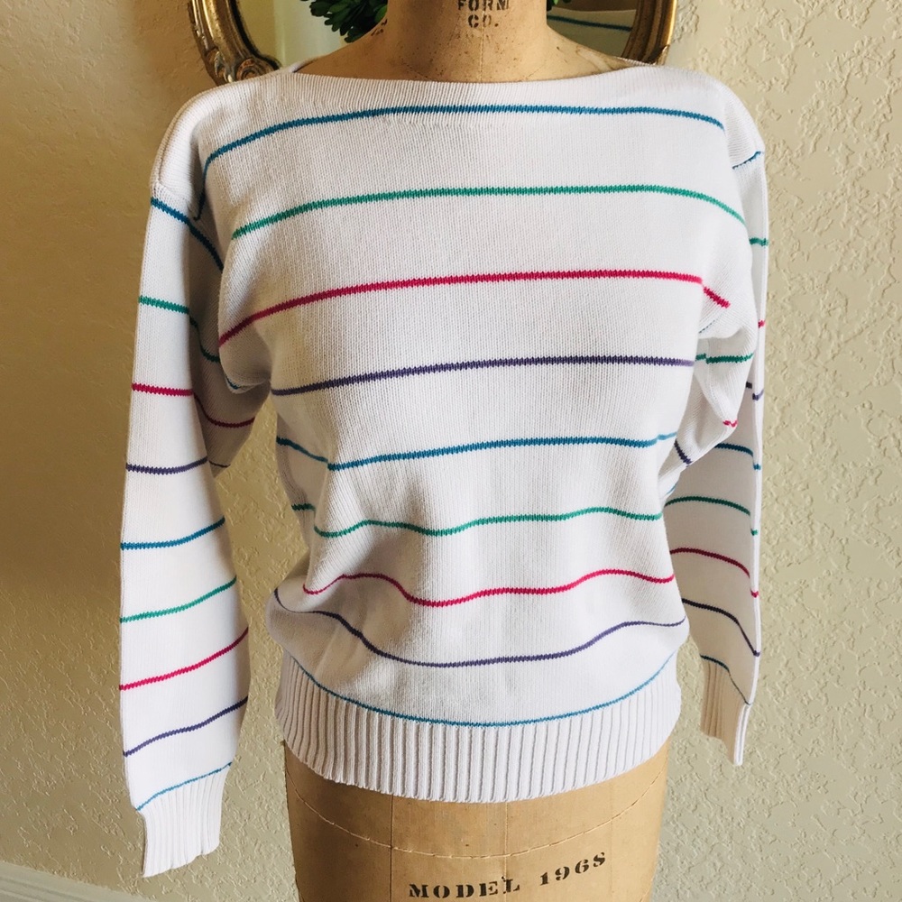 Vintage DUFFEL 80's Striped SPRING Sweater Sz Sm